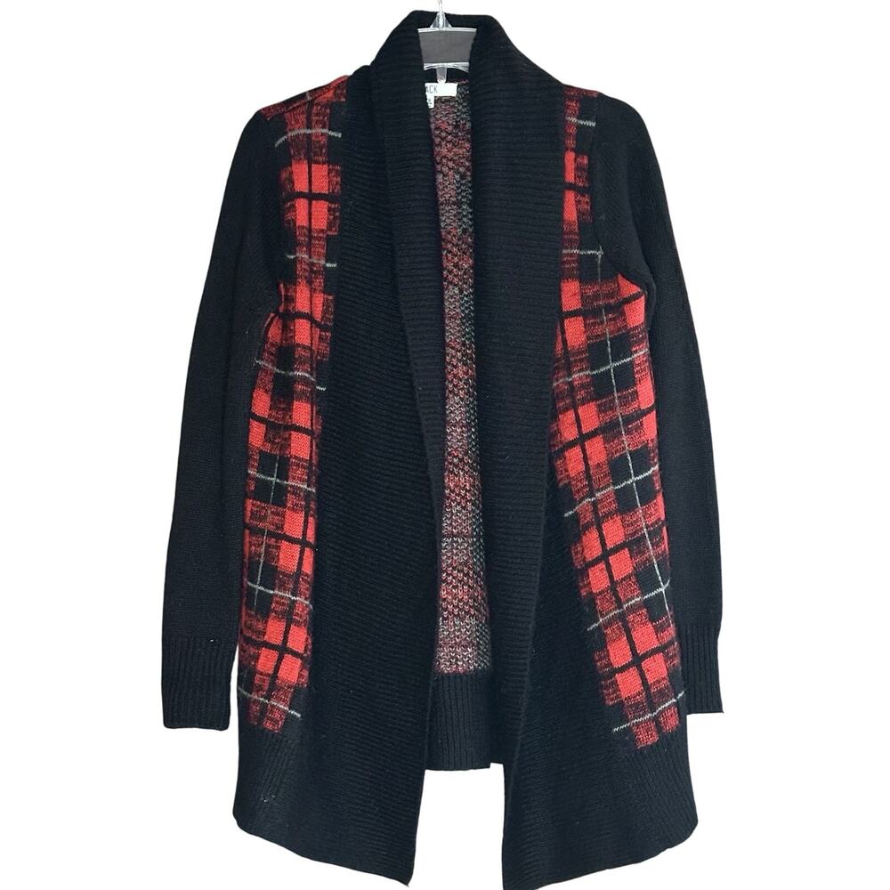 Jack Women’s Sweater Size XS Black And Red Tartan Design Cardigan